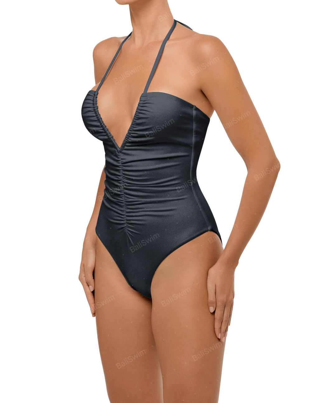BSWS-S60 Ruched Halter One Piece