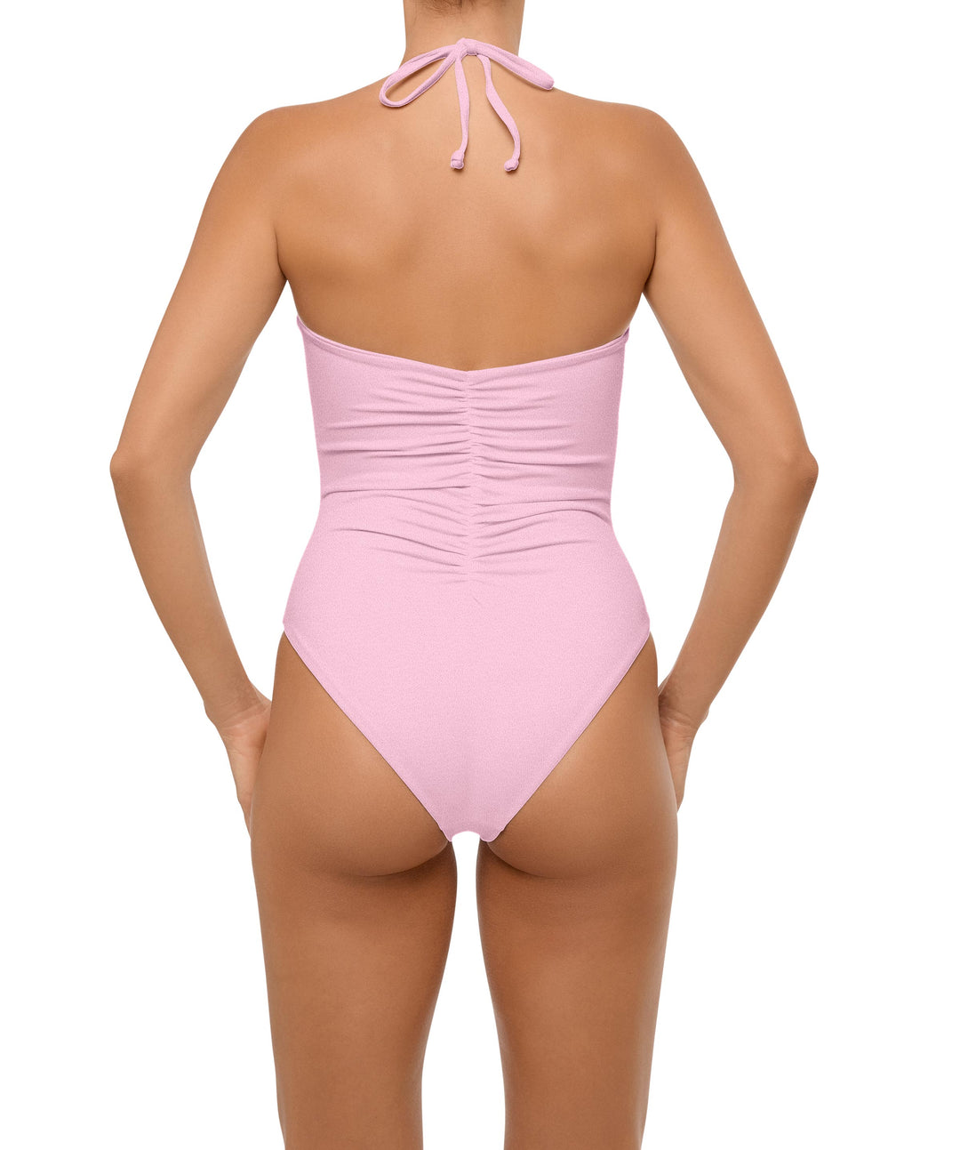 BSWS-S60 Plunge Neck Ruched Front One Piece