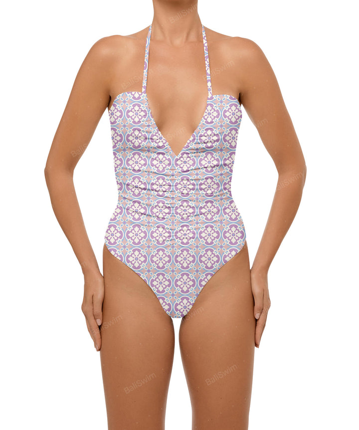 BSWS-S60 Ruched Halter One Piece