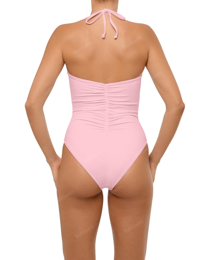 BSWS-S60 Ruched Halter One Piece
