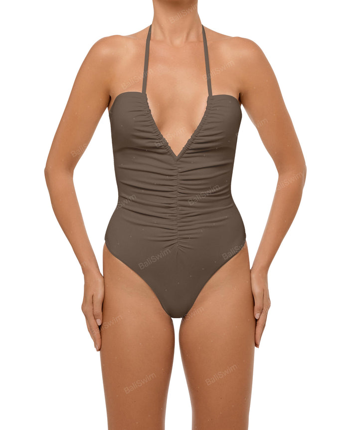 BSWS-S60 Ruched Halter One Piece