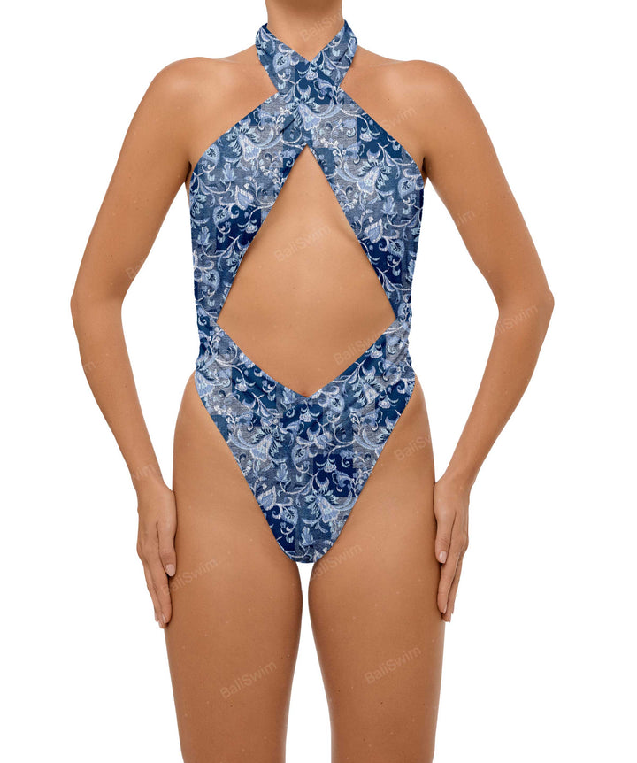 BSWS-S62 Halter Cutout Low Back One Piece