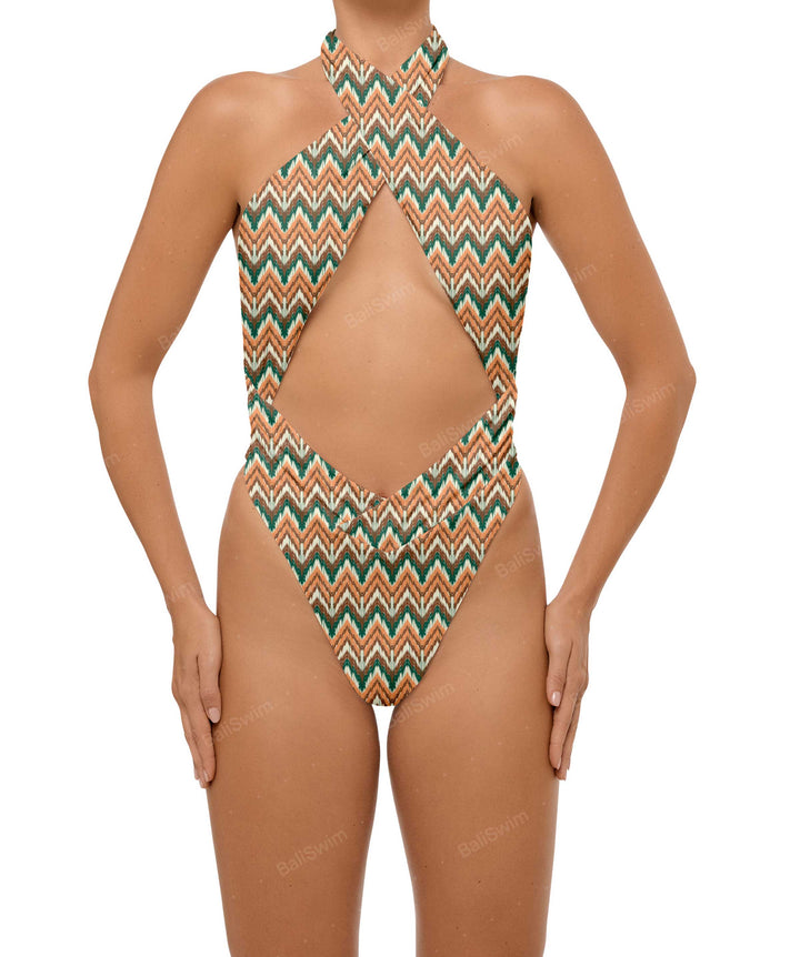 BSWS-S62 Halter Cutout Low Back One Piece