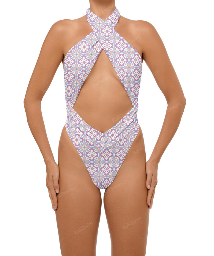 BSWS-S62 Halter Cutout Low Back One Piece