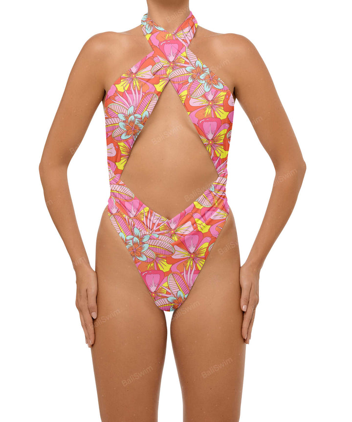 BSWS-S62 Halter Cutout Low Back One Piece