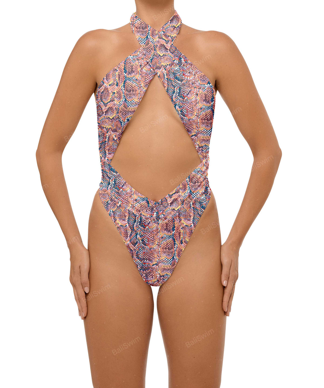 BSWS-S62 Halter Cutout Low Back One Piece