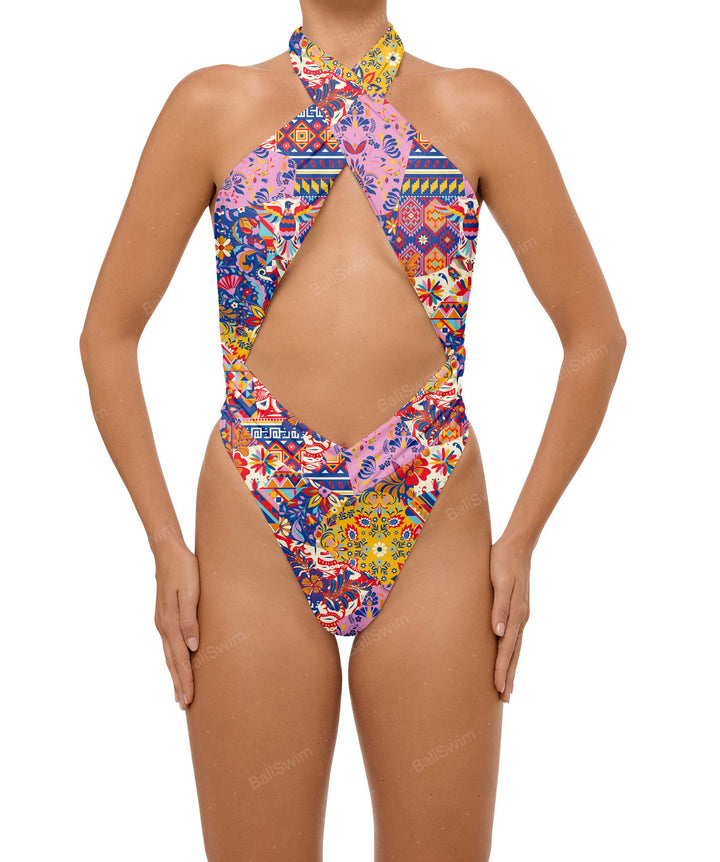 BSWS-S62 Halter Cutout Low Back One Piece
