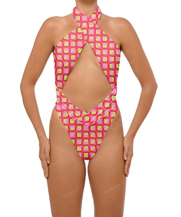 BSWS-S62 Halter Cutout Low Back One Piece