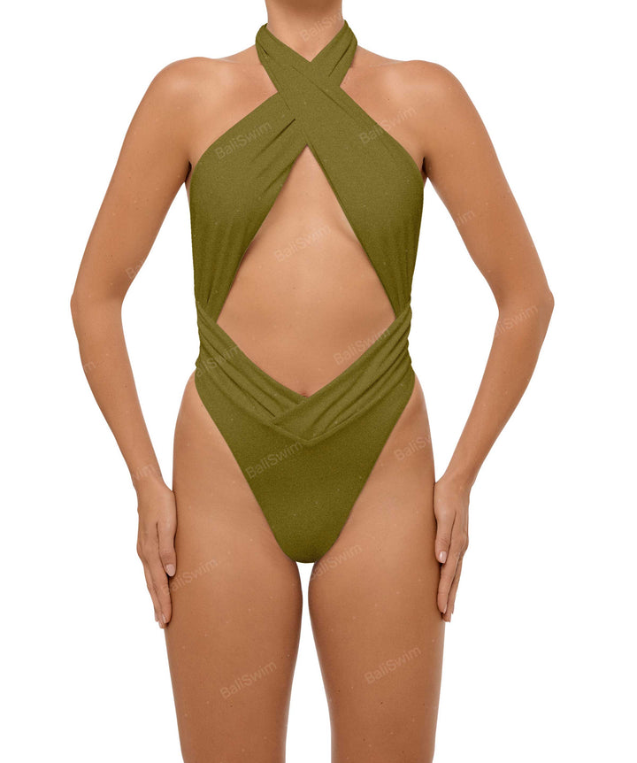 BSWS-S62 Halter Cutout Low Back One Piece