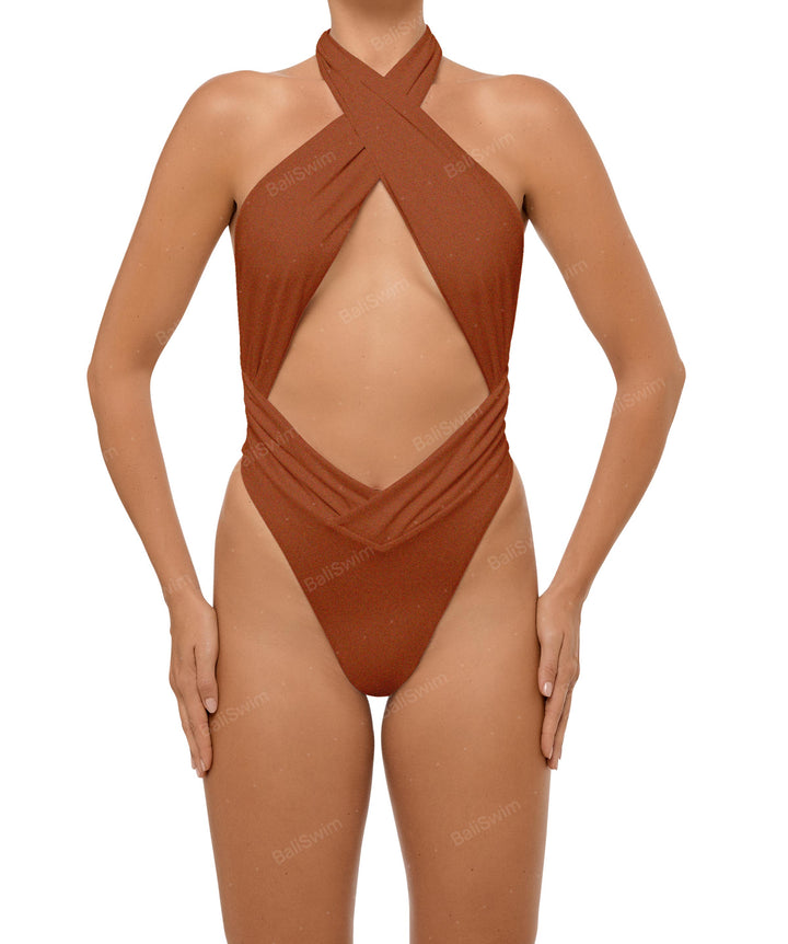 BSWS-S62 Halter Cutout Low Back One Piece