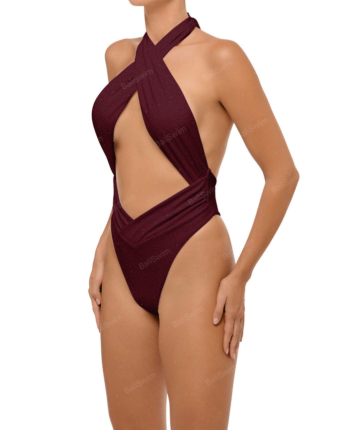 BSWS-S62 Halter Cutout Low Back One Piece