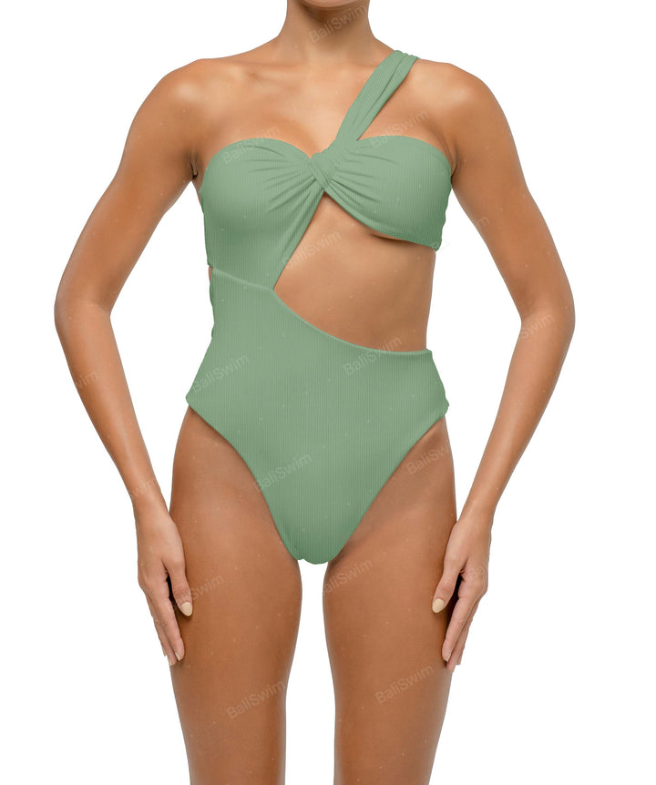BSWS-S68 Asymetric Ruched One Piece