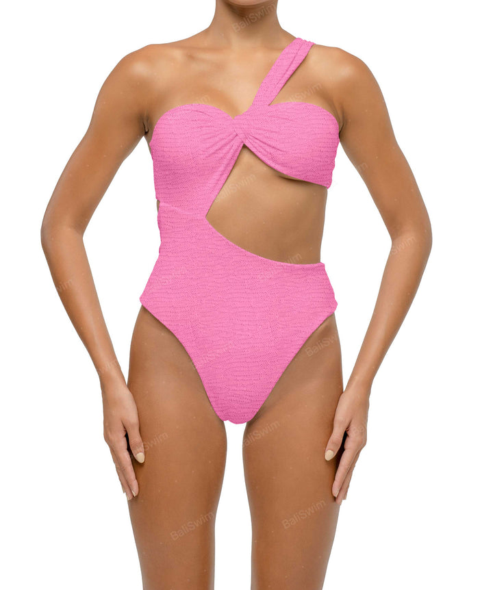 BSWS-S68 Asymetric Ruched One Piece