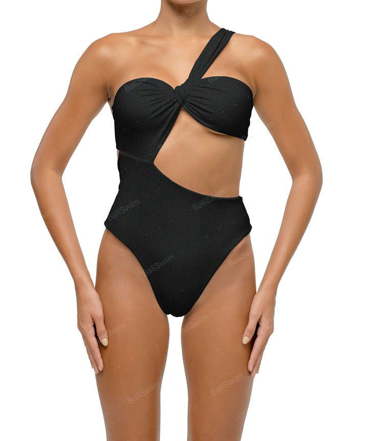 BSWS-S68 Asymetric Ruched One Piece