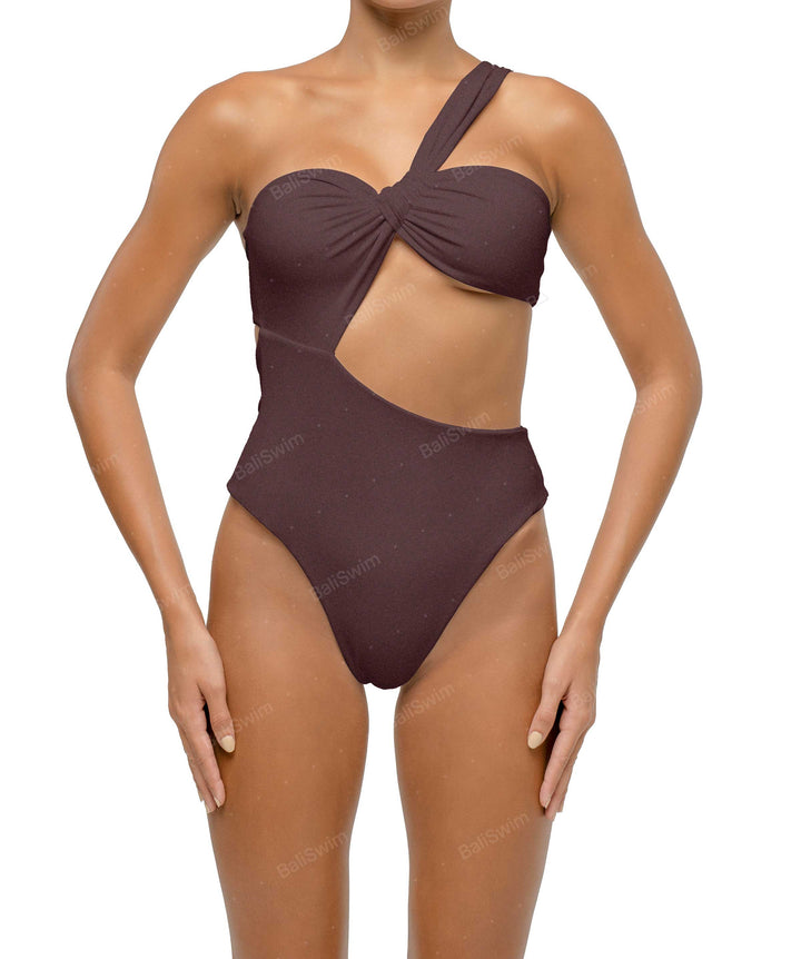 BSWS-S68 Asymetric Ruched One Piece