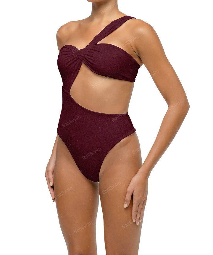 BSWS-S68 Asymetric Ruched One Piece