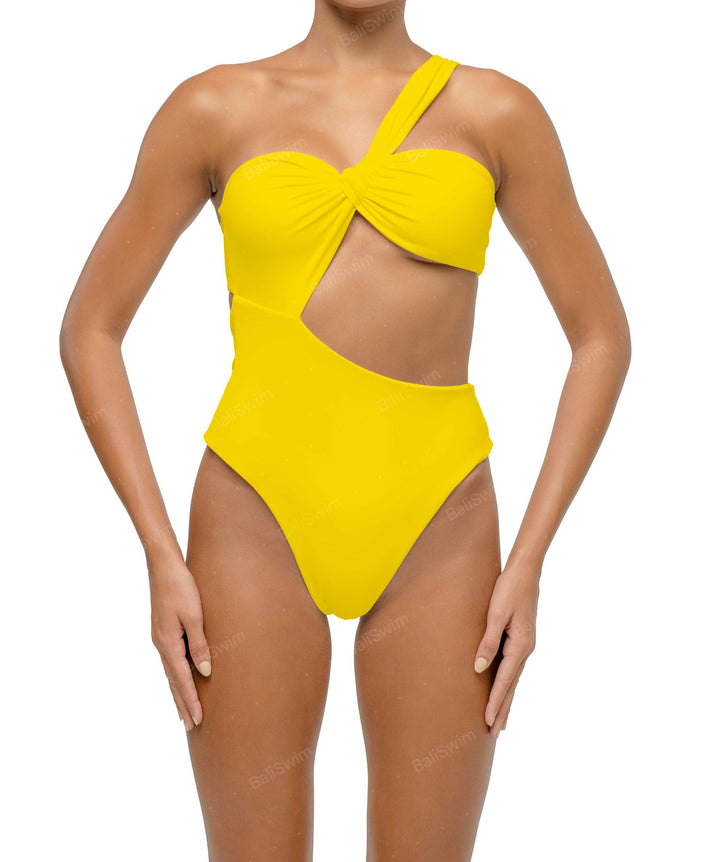 BSWS-S68 Asymetric Ruched One Piece