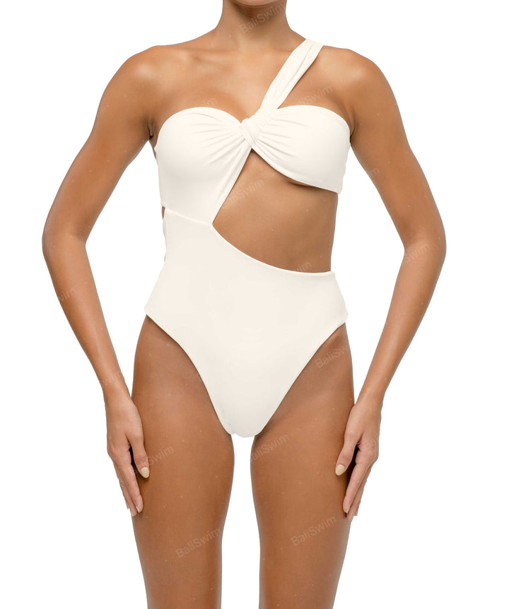 BSWS-S68 Asymetric Ruched One Piece
