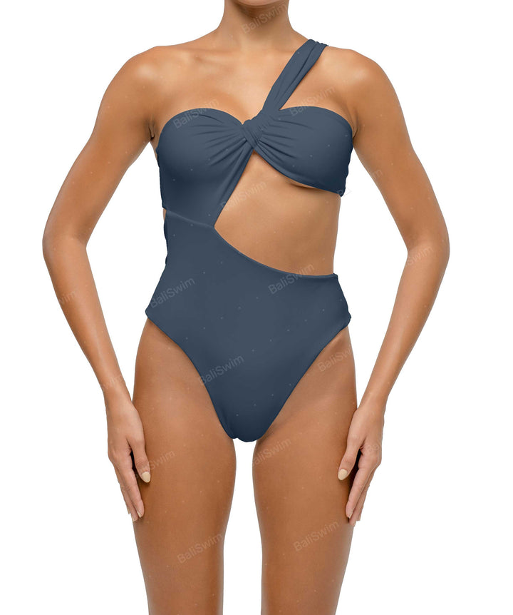 BSWS-S68 Asymetric Ruched One Piece