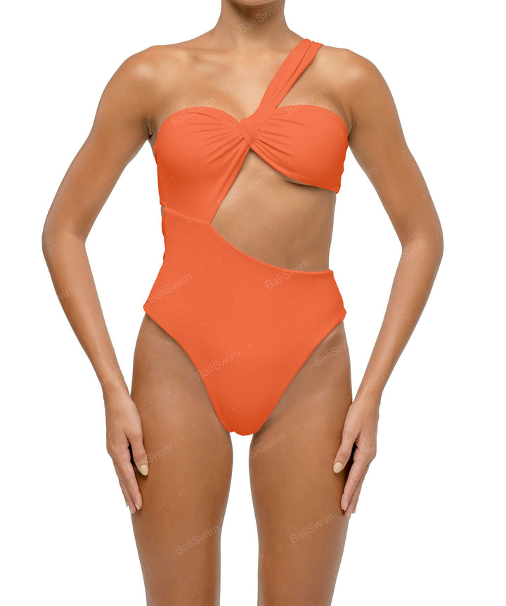 BSWS-S68 Asymetric Ruched One Piece