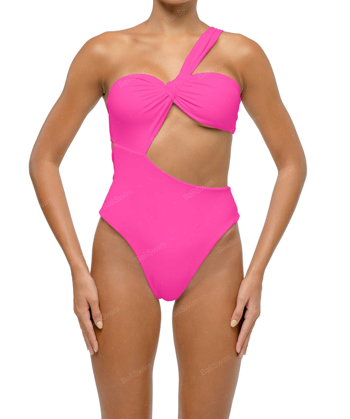 BSWS-S68 Asymetric Ruched One Piece