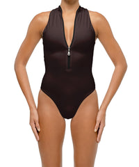 BSWS-S70 Plunge Neck Zipper Front One Piece