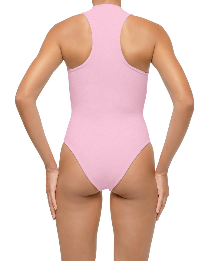 BSWS-S70 Plunge Neck Zipper Front One Piece