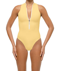 BSWS-S70 Plunge Neck Zipper Front One Piece