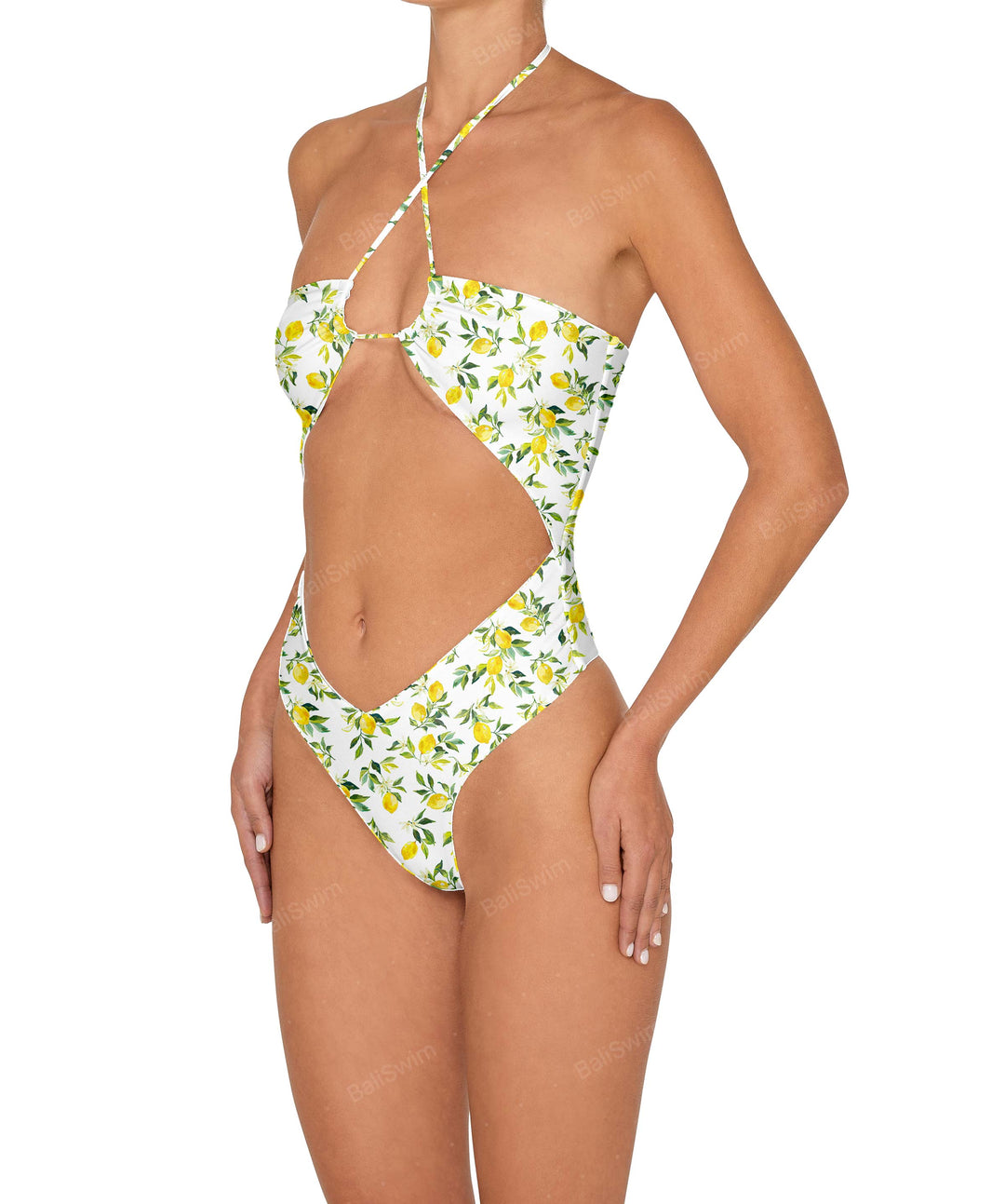 BSWS-S82 Halter Tie Neck One Piece With Center Front Cutout