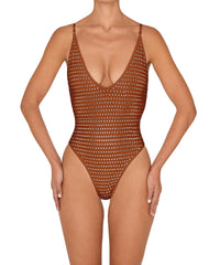 BSWS-S84b Studded Binded Plunge Neck One Piece