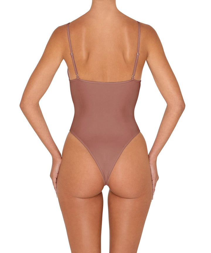 BSWS-S84b Studded Binded Plunge Neck One Piece