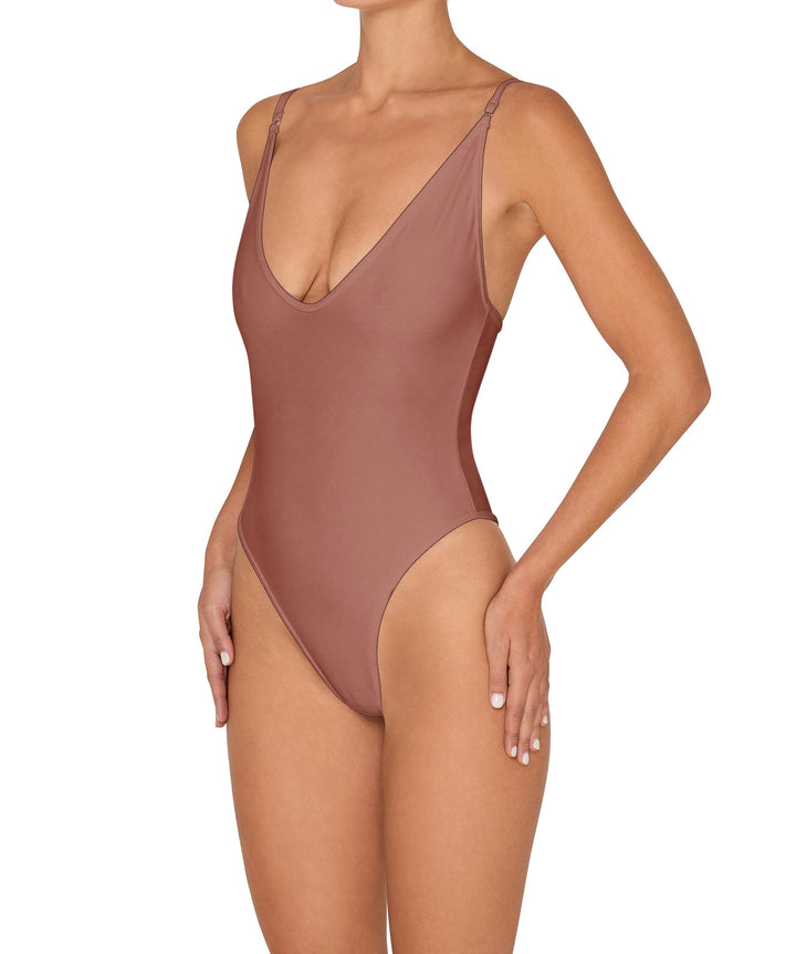 BSWS-S84 Binded Plunge Neck One Piece