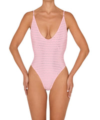 BSWS-S84b Studded Binded Plunge Neck One Piece
