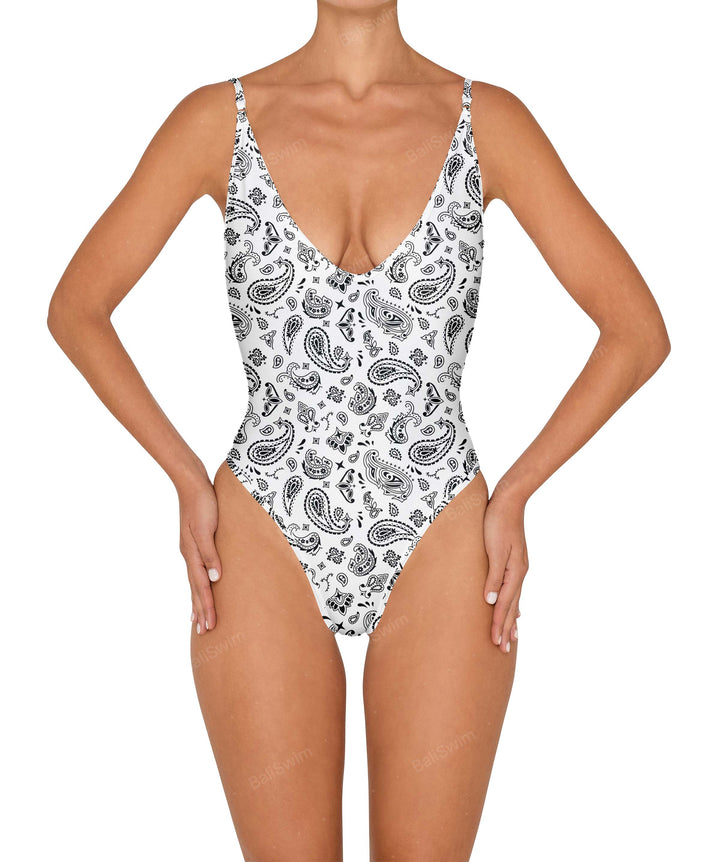 BSWS-S84 Binded Plunge Neck One Piece
