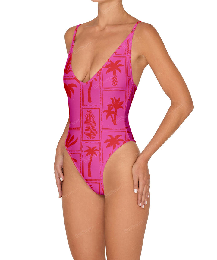 BSWS-S84 Binded Plunge Neck One Piece