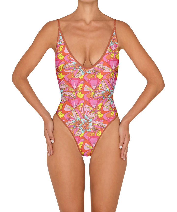BSWS-S84 Binded Plunge Neck One Piece