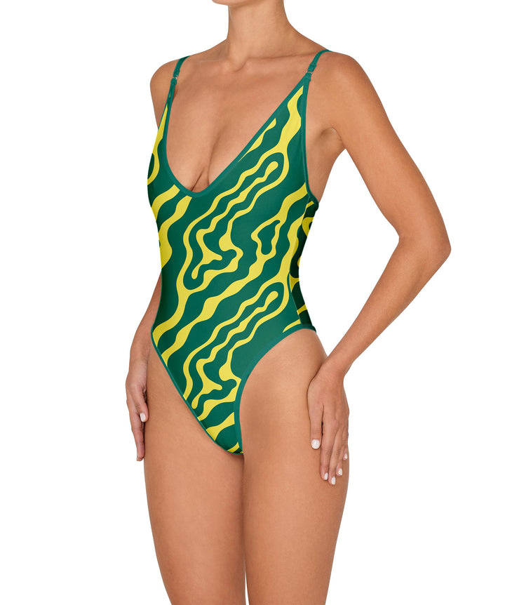 BSWS-S84 Binded Plunge Neck One Piece
