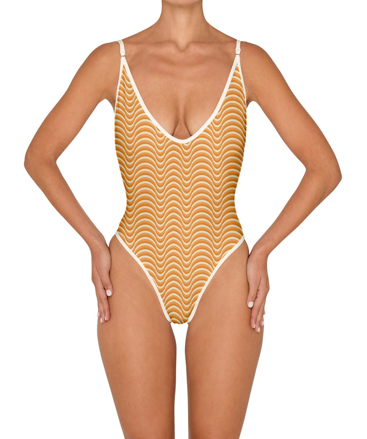 BSWS-S84 Binded Plunge Neck One Piece
