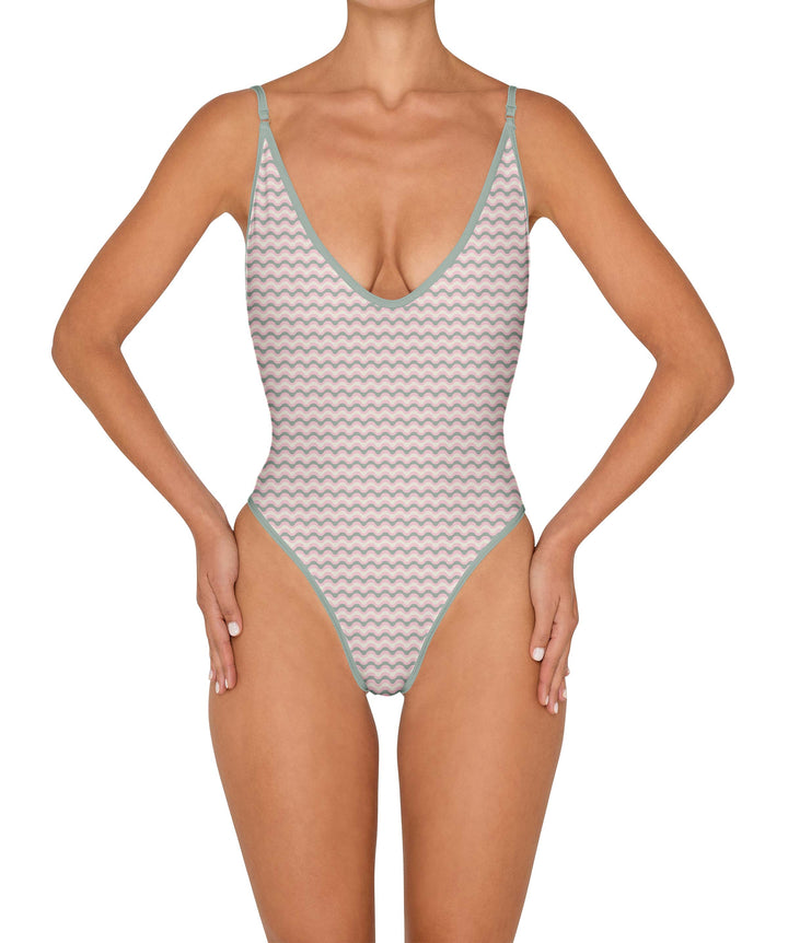 BSWS-S84 Binded Plunge Neck One Piece
