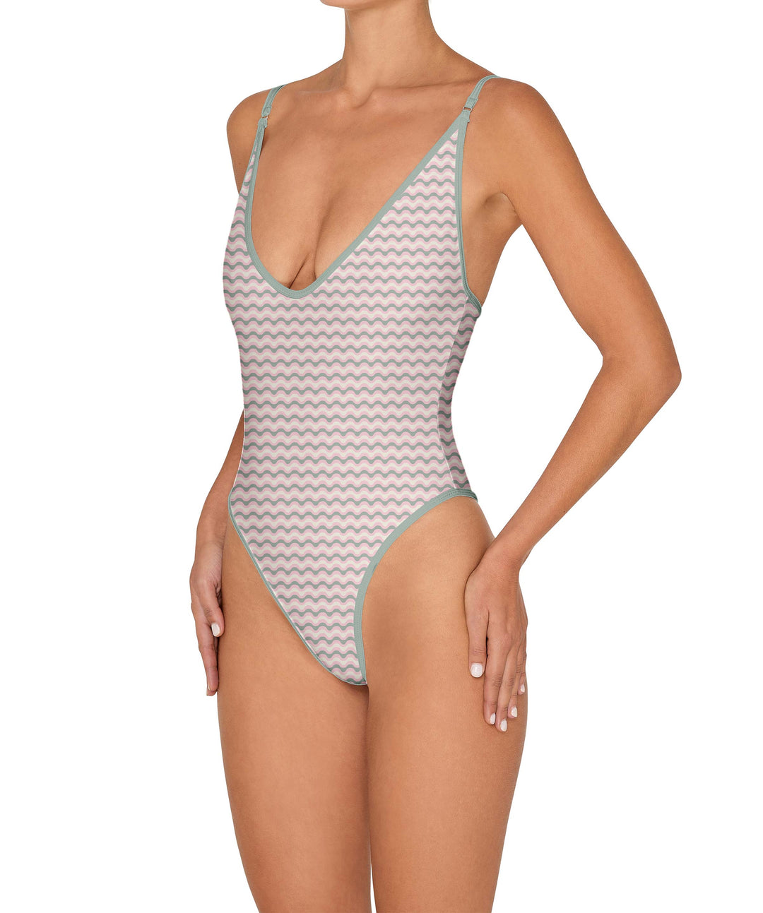 BSWS-S84 Binded Plunge Neck One Piece