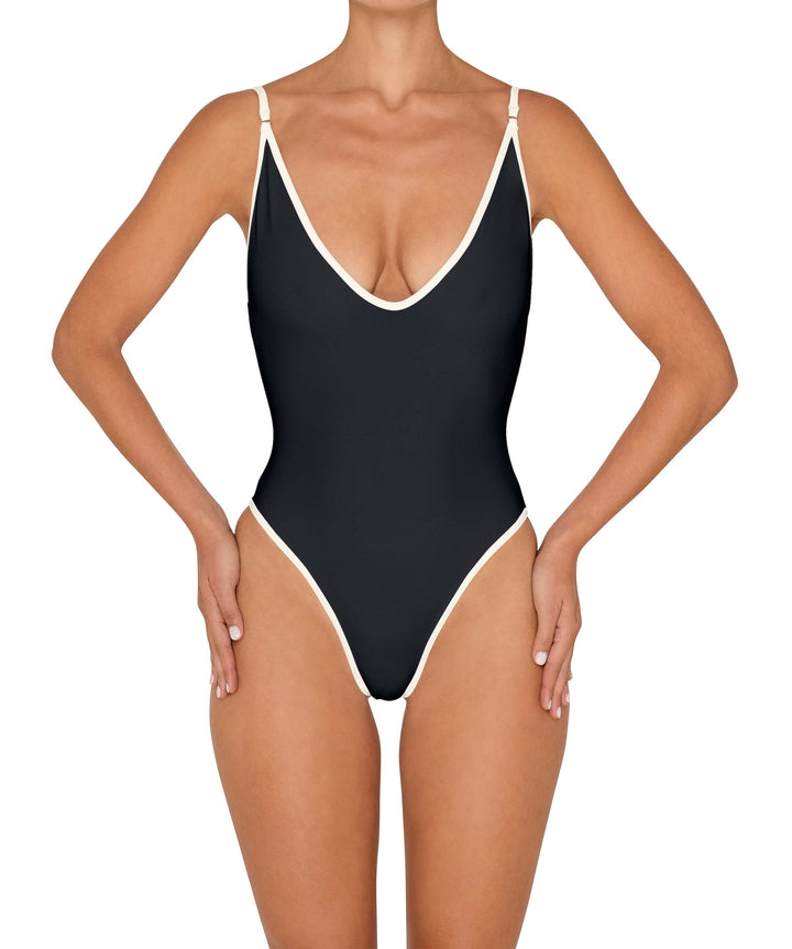 BSWS-S84 Binded Plunge Neck One Piece