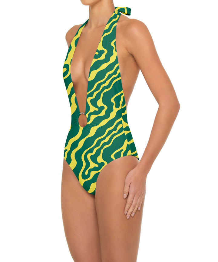 BSWS-S89 Deep Plunge Ring Halter One Piece