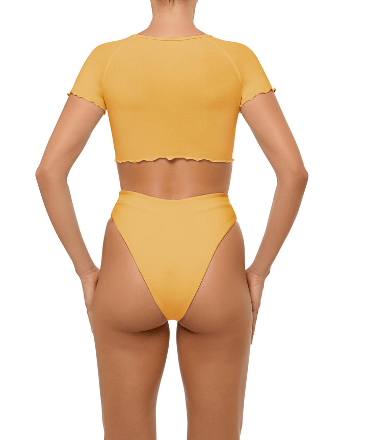 BSWS-T101 Lettuce Edge U-neck Cropped Tankini
