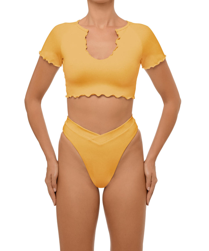 BSWS-T101 Lettuce Edge U-neck Cropped Tankini