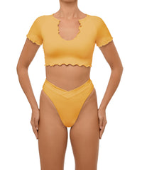 BSWS-T101 Lettuce Edge U-neck Cropped Tankini