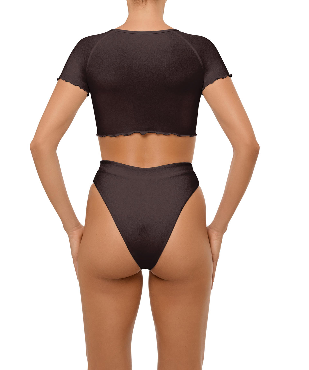 BSWS-T101 Lettuce Edge U-neck Cropped Tankini