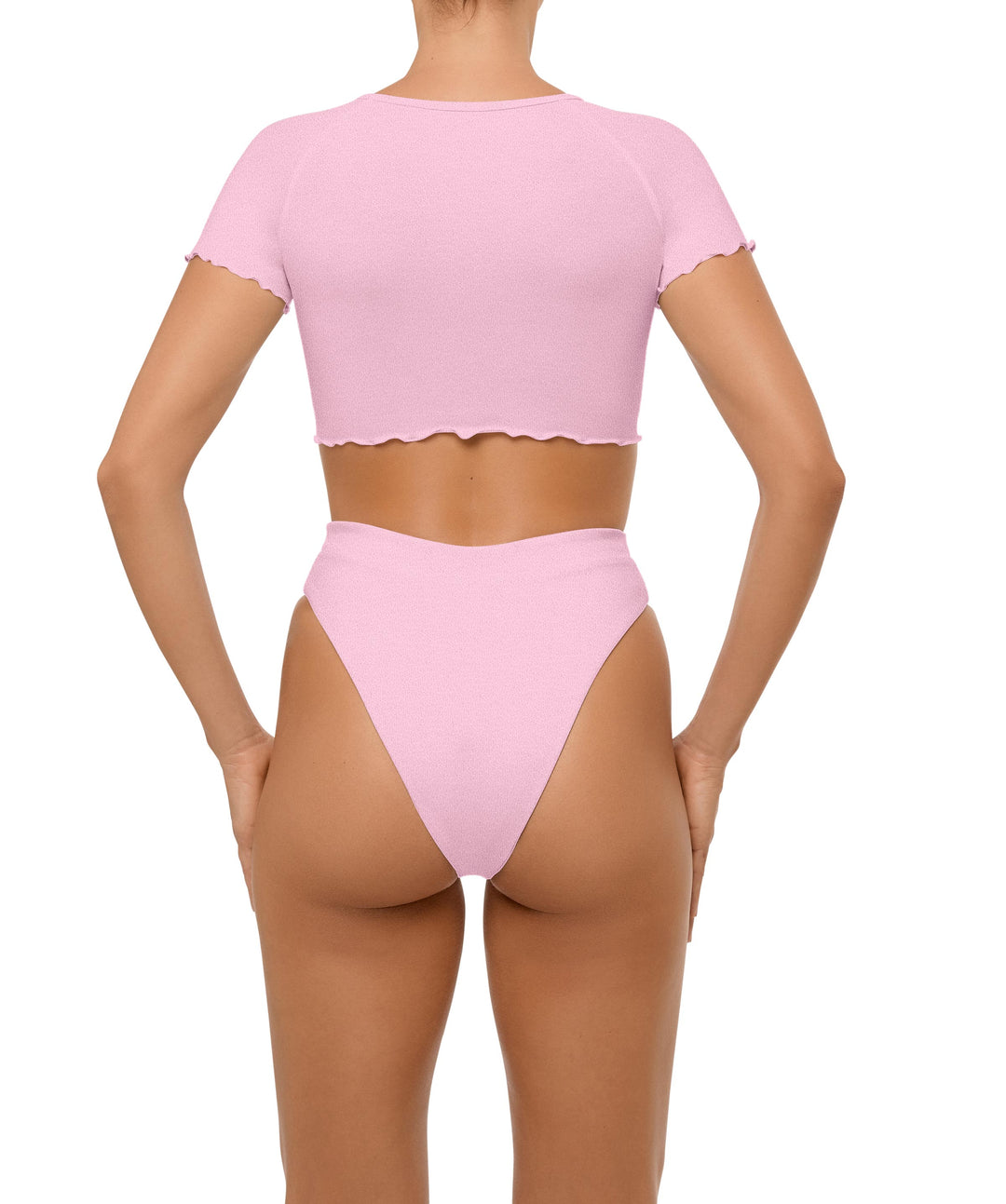 BSWS-T101 Lettuce Edge U-neck Cropped Tankini