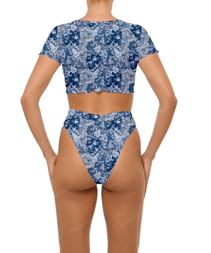 BSWS-T101 V-neck Cropped Tankini