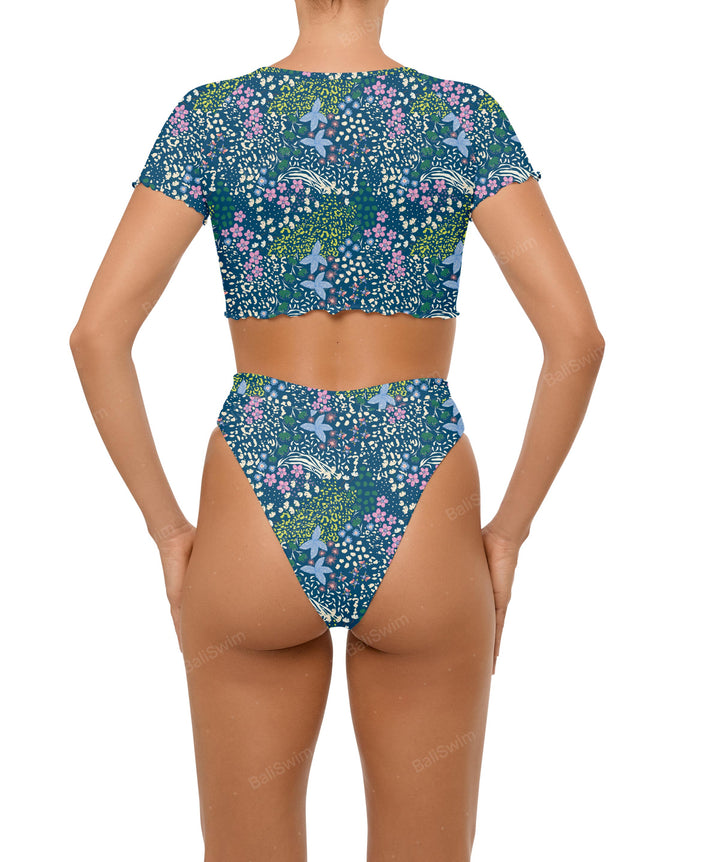 BSWS-T101 V-neck Cropped Tankini