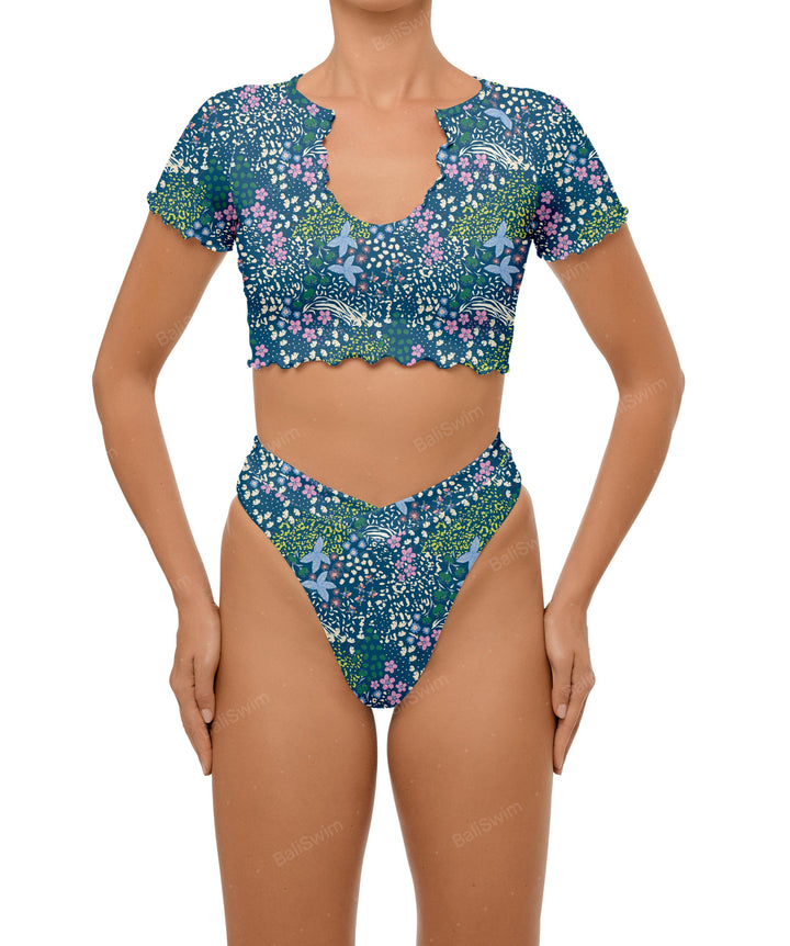 BSWS-T101 V-neck Cropped Tankini